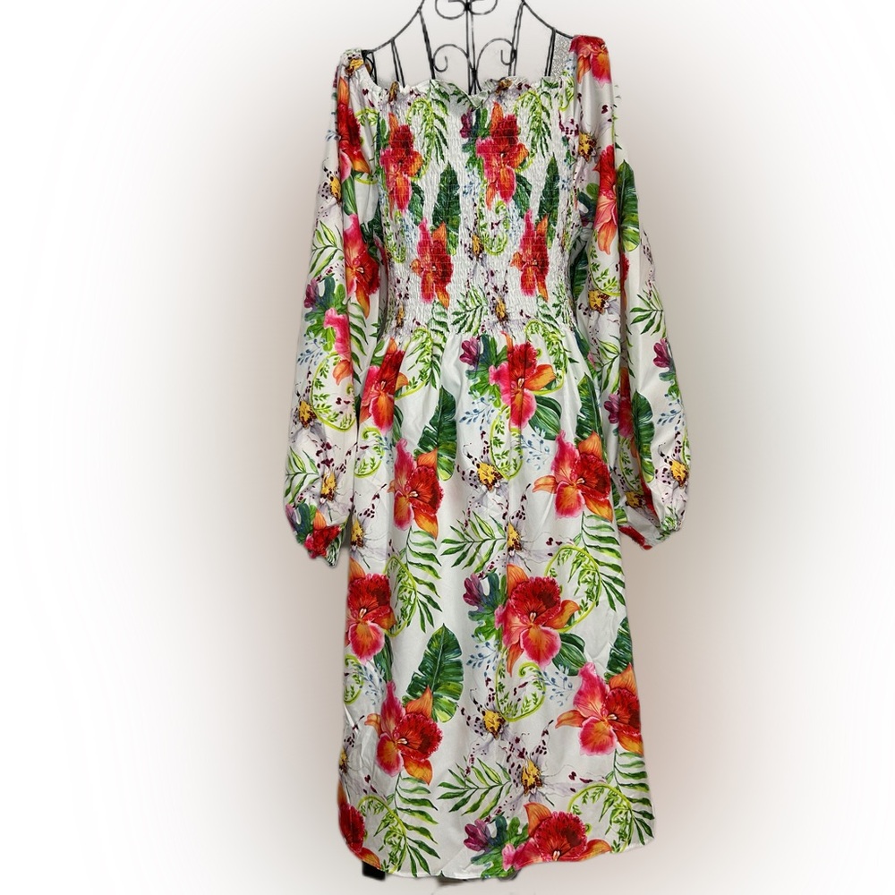 Floral Off-Shoulder Midi Dress | XXL | NWT |